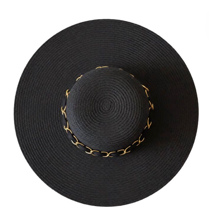 ✨ Noir Luxury Rounded Hat - Gold Metal & Veil Detail ✨