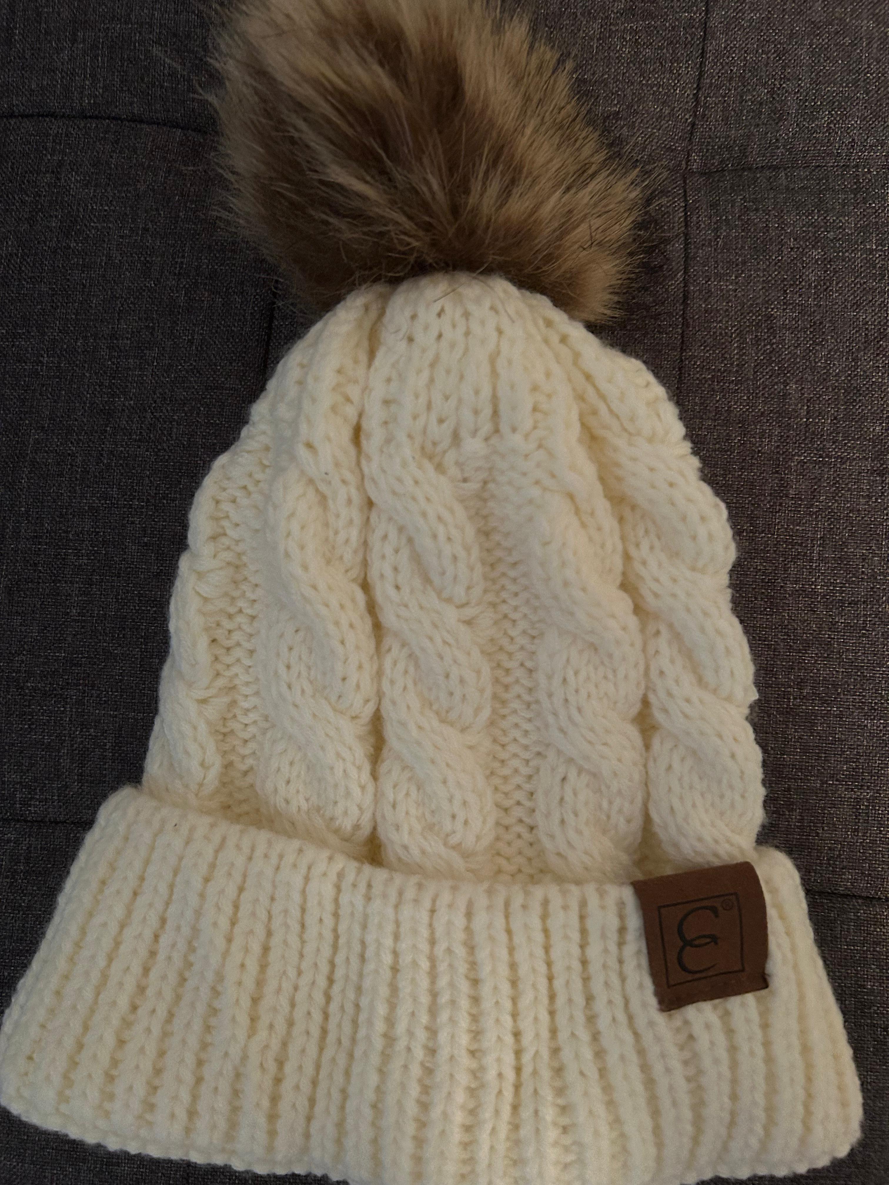 Beige Pom-Pom Beanie - CC Brand